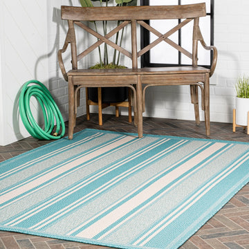 Haynes Modern Double Stripe Indoor/outdoor Area Rug